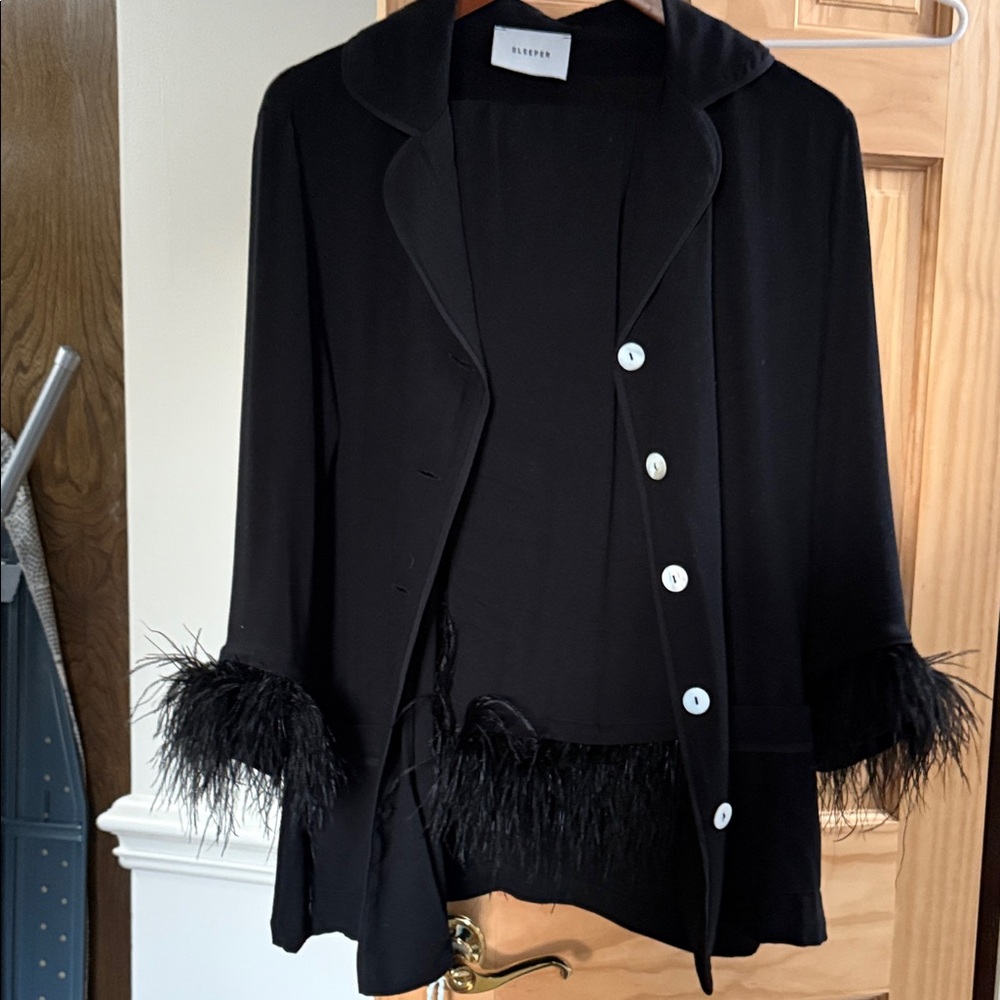 Sandro Black Feather-Accent Blazer